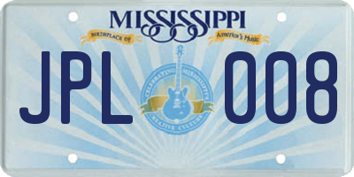 MS license plate JPL008
