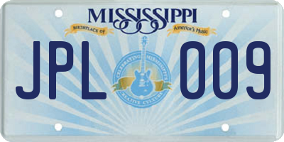 MS license plate JPL009