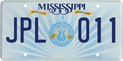 MS license plate JPL011