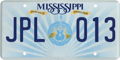 MS license plate JPL013