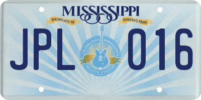 MS license plate JPL016