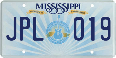 MS license plate JPL019