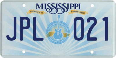 MS license plate JPL021