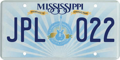 MS license plate JPL022
