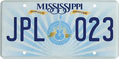 MS license plate JPL023