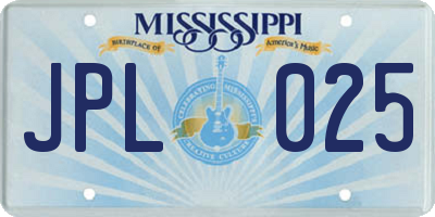 MS license plate JPL025