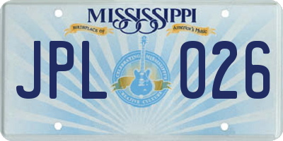 MS license plate JPL026