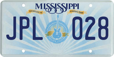 MS license plate JPL028