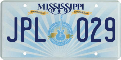 MS license plate JPL029