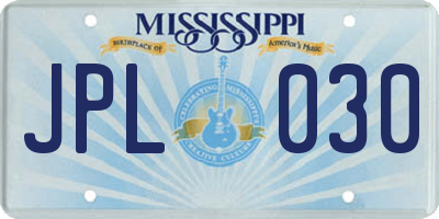 MS license plate JPL030