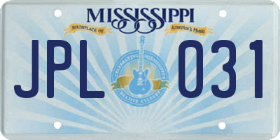 MS license plate JPL031