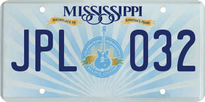 MS license plate JPL032