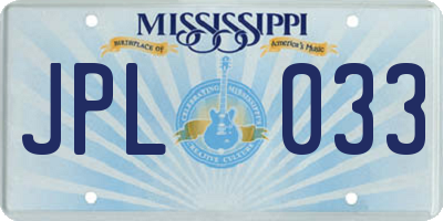 MS license plate JPL033