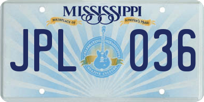 MS license plate JPL036
