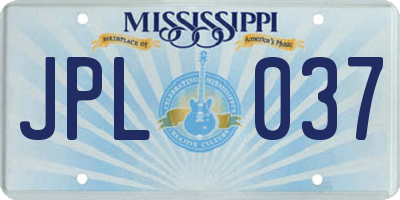 MS license plate JPL037