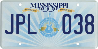 MS license plate JPL038