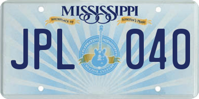 MS license plate JPL040