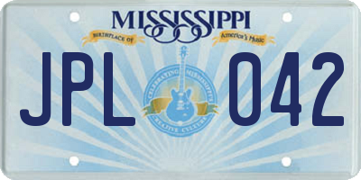 MS license plate JPL042