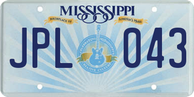 MS license plate JPL043