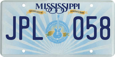MS license plate JPL058