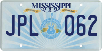 MS license plate JPL062