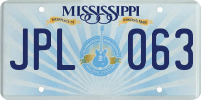 MS license plate JPL063