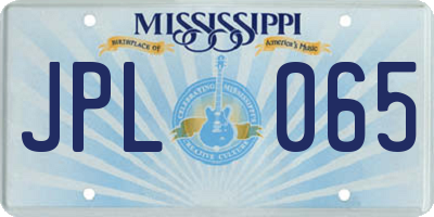MS license plate JPL065