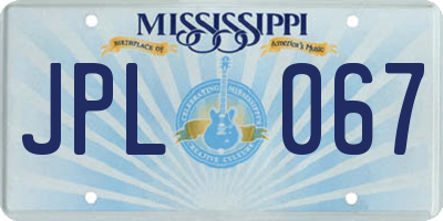MS license plate JPL067