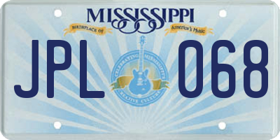 MS license plate JPL068