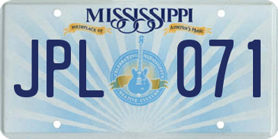 MS license plate JPL071