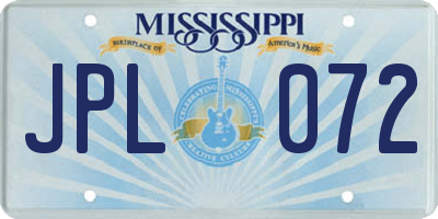 MS license plate JPL072