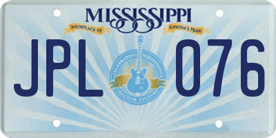 MS license plate JPL076