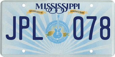 MS license plate JPL078
