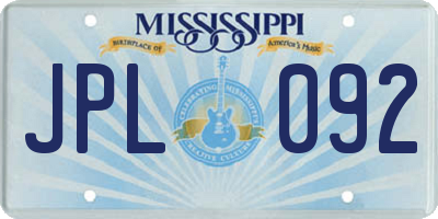 MS license plate JPL092