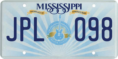 MS license plate JPL098