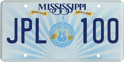 MS license plate JPL100