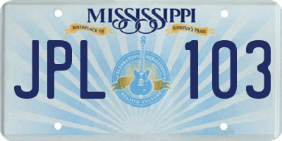 MS license plate JPL103