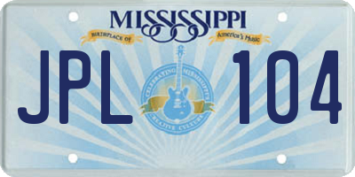 MS license plate JPL104
