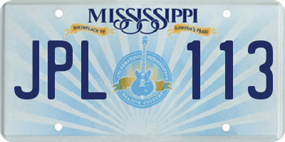 MS license plate JPL113