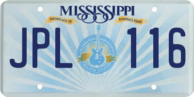 MS license plate JPL116