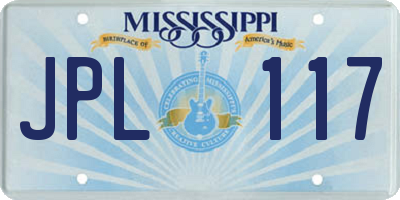 MS license plate JPL117