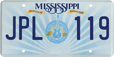 MS license plate JPL119