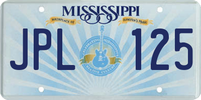 MS license plate JPL125