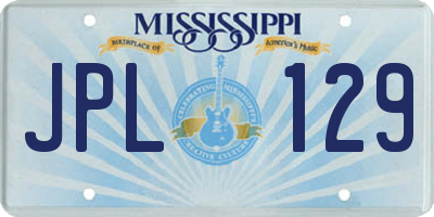 MS license plate JPL129