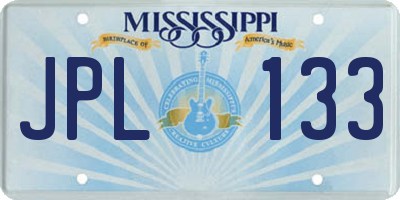 MS license plate JPL133