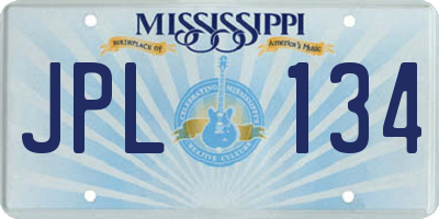MS license plate JPL134