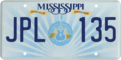 MS license plate JPL135