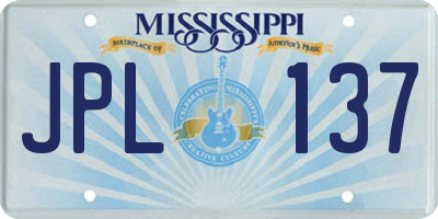 MS license plate JPL137