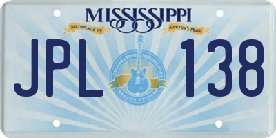 MS license plate JPL138