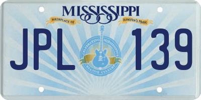 MS license plate JPL139